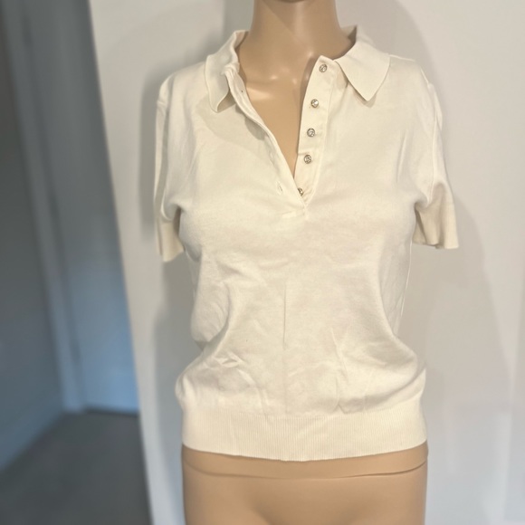 Badgely Mischka polo shirt with gold crystal buttons , small. True dressy polo! - Picture 5 of 5